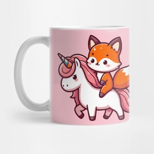 Cute fox ride Unicorn Mug